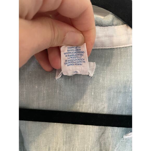 Sigred Olsen XL Women ButtonUp All Linen Sheer Mother of Pearl Button LongSleeve - Picture 6 of 11